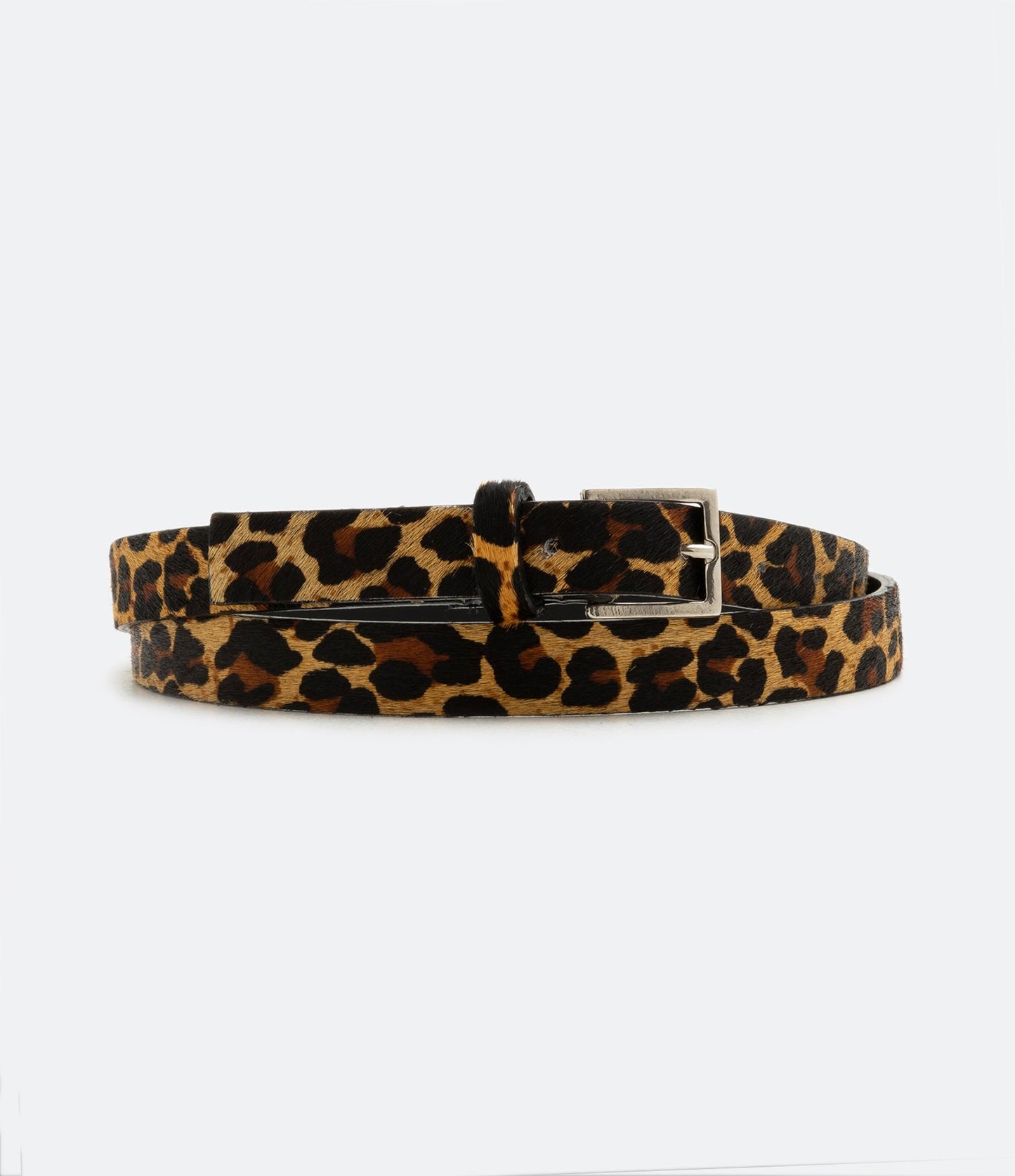 Cintura stretta in pelle con stampa animalier - Curve e taglie forti - Nero