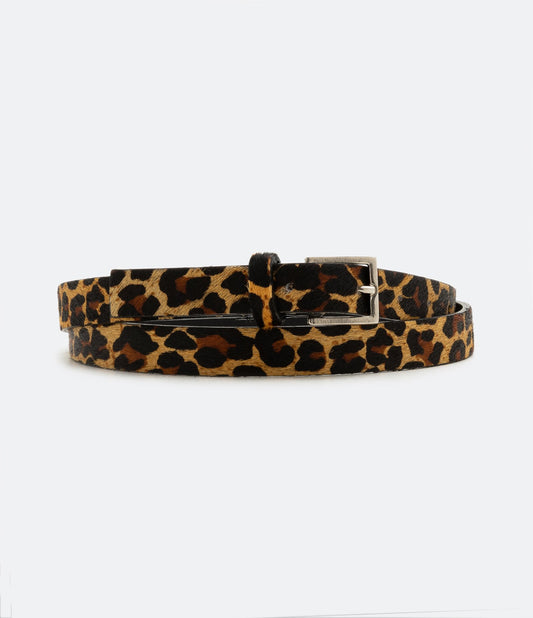 Cintura stretta in pelle con stampa animalier - Curve e taglie forti - Nero