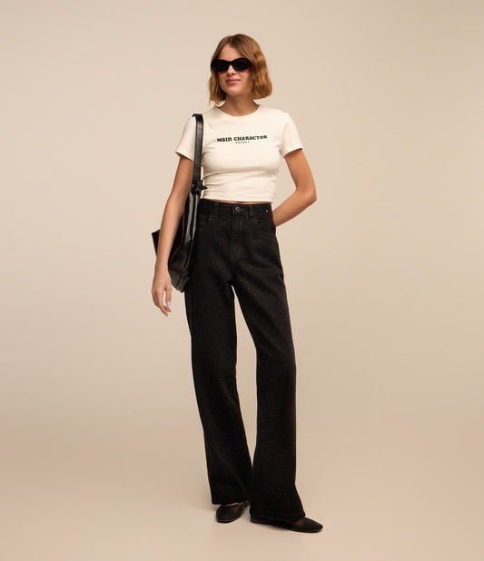 Pantaloni in twill nero lucido stile anni '90