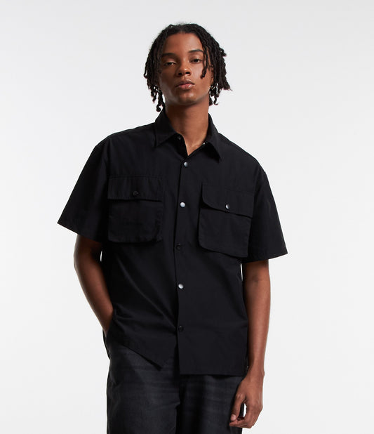 Black Polyamide Shirt with Front Pockets