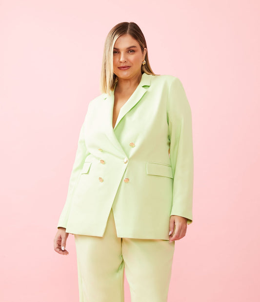 Blazer longo sob medida com botões, Curve & Plus Size, verde