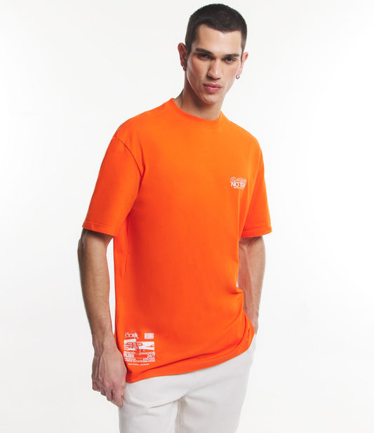 Camiseta laranja escura de ajuste descontraído em meia malha com inscrição "No Regrets No Tear