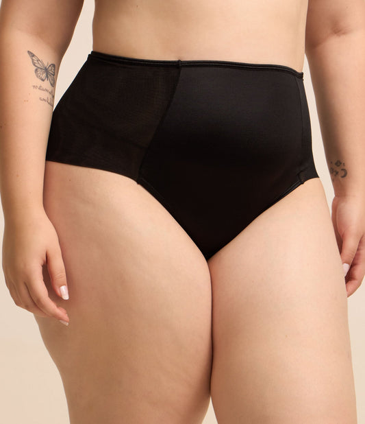 Mutandine Hot Pants in microfibra nera a doppio filo - Curve e taglie forti