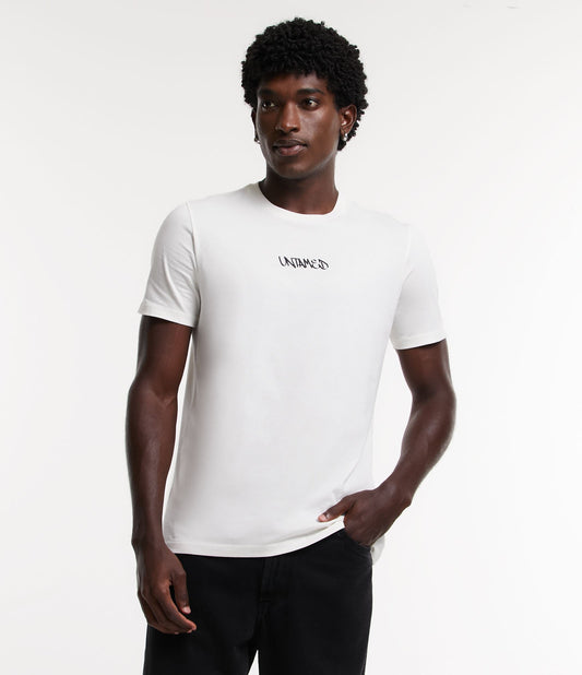 T-Shirt regular in mezza maglia con scritte e stampa di rose Off-White