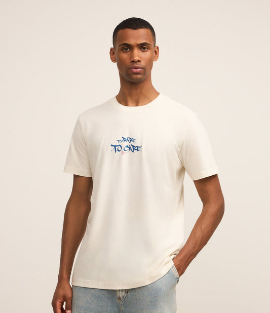 Maglietta Comfort in cotone beige con stampa a punti