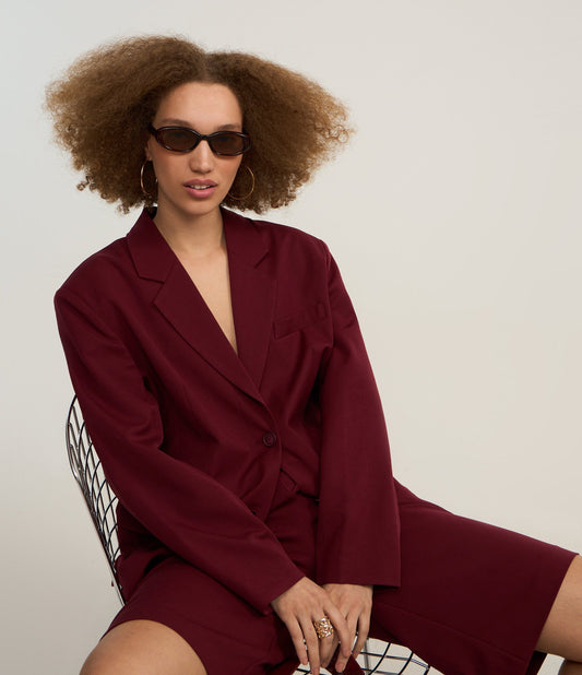 Blazer Sob Medida Oversized com Botões Bordô