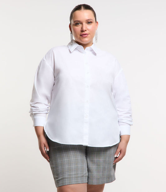 Camisa básica com pala em tricoline branco - Curve & Plus Size