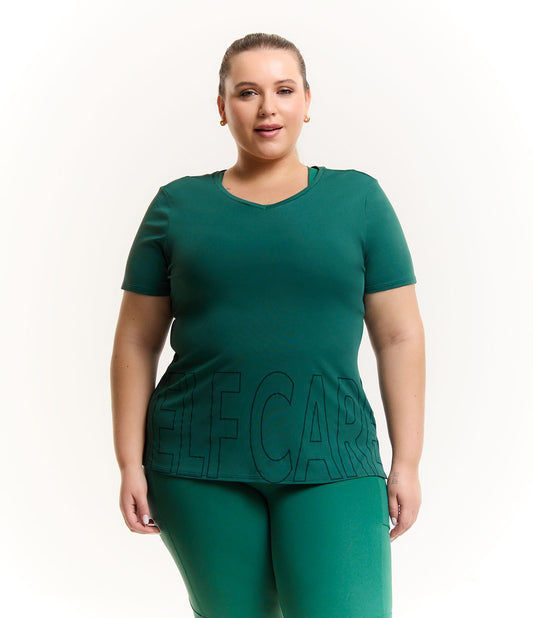 Camicia sportiva con tecnologia Dry Curve verde Plus Size in poliammide