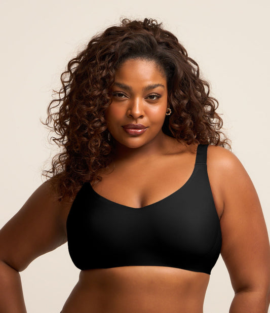 Reggiseno comfort con taglio laser, cinturino Up Curve e taglie forti - Nero