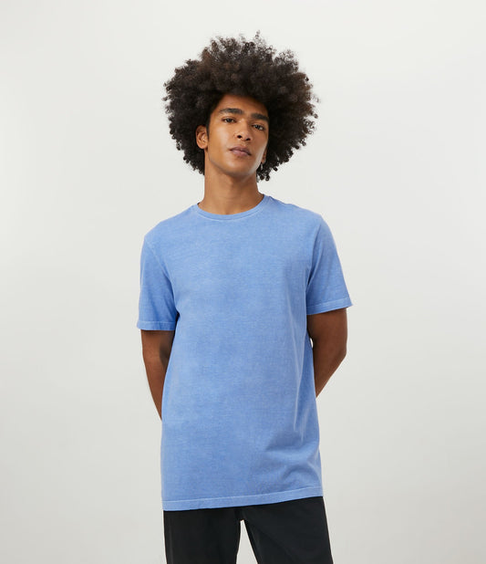 Blue Washed Print Short Sleeve Knit T-Shirt