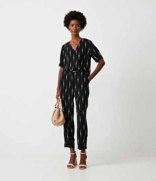 Pantalón de zanahoria con estampado abstracto negro