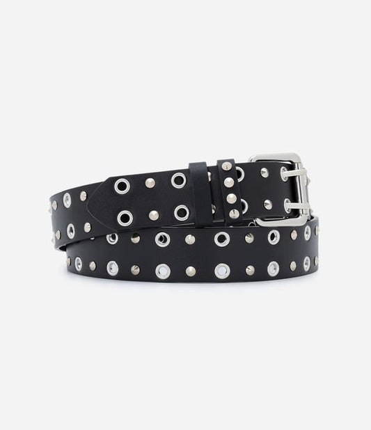 Cintura media con dettagli metallici Curve & Plus Size Nero