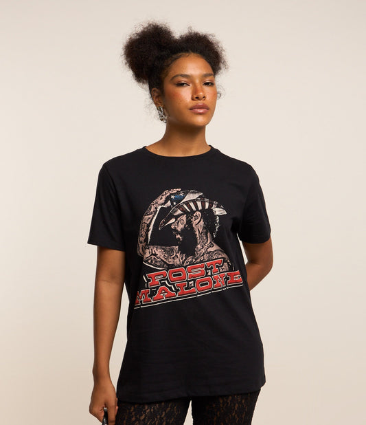 Camiseta de algodón con estampado de Post Malone en negro