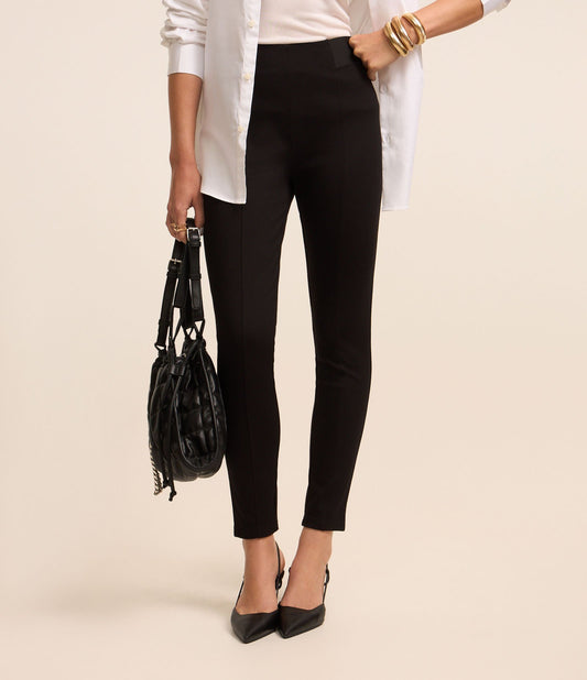 Leggings de malha Roma preta com elástico lateral