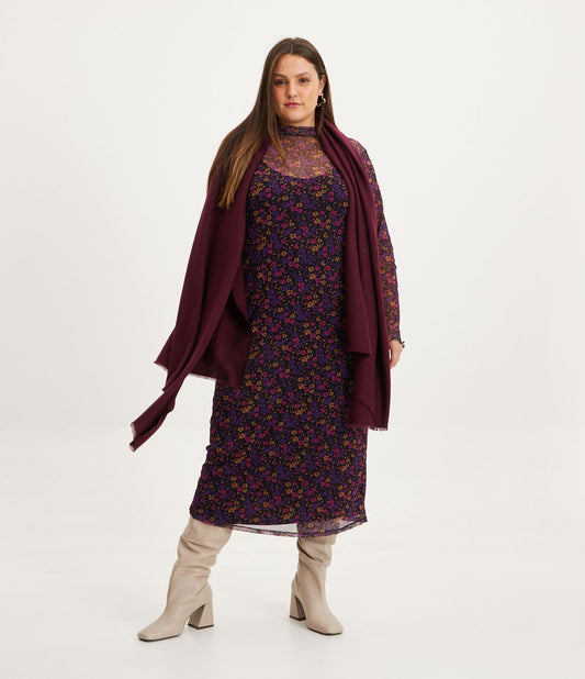 Vestito midi in tulle con stampa floreale Curve & Plus Size nero/viola