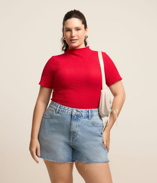 Curve & Plus Size - Jeans corti blu con tasche a scomparsa
