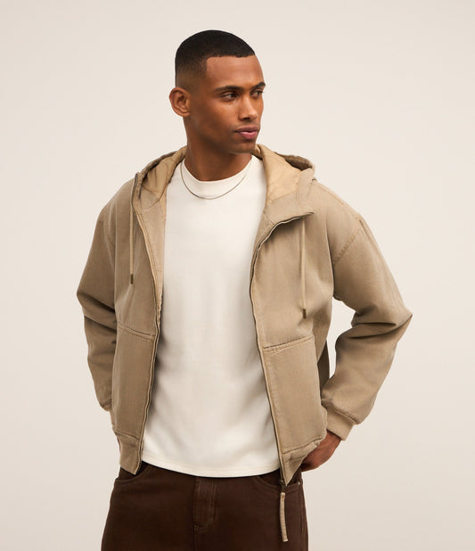 Giacca trucker in twill effetto lavato beige