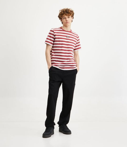 Pantaloni in twill dal taglio ampio con elastico in vita e tasche cargo nere