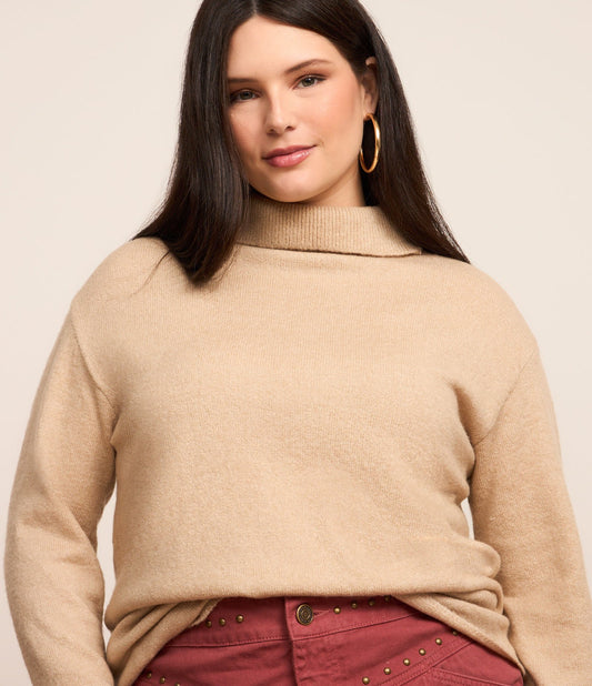 Maglione beige a maglia lunga - Curve e taglie forti
