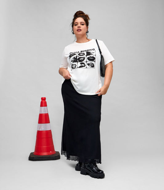 Gonna midi nera in tulle con orlo a balze - Curve e taglie forti