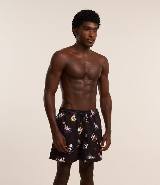 Pantaloncini da bagno neri con stampa Hello Kitty di Kuromi
