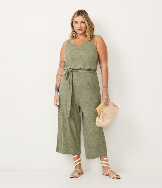 Pantaloni Pantacourt in Viscolycra con stampa a pois, Curve e taglie forti, verde
