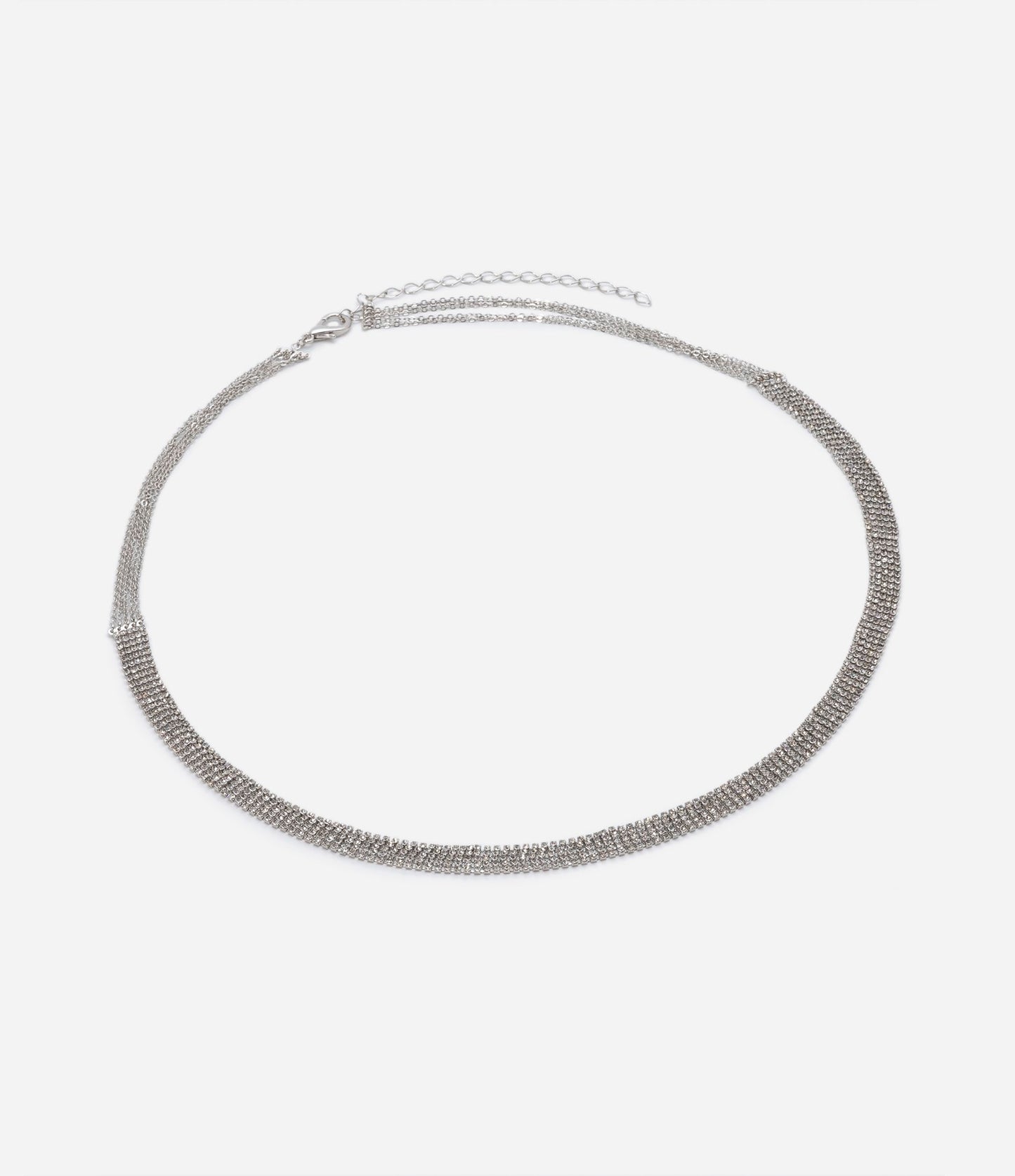 Cintura a catena argentata con strass applicati, taglie forti e taglie forti