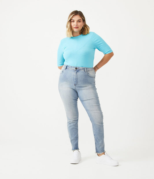 Jeans skinny con orlo sfrangiato Curve e taglie forti - Blu