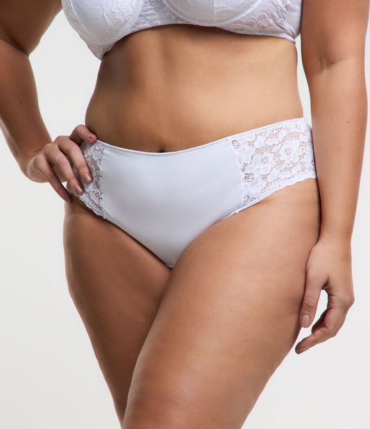 Mutandine bikini in microfibra bianca con pizzo - Curve e taglie forti