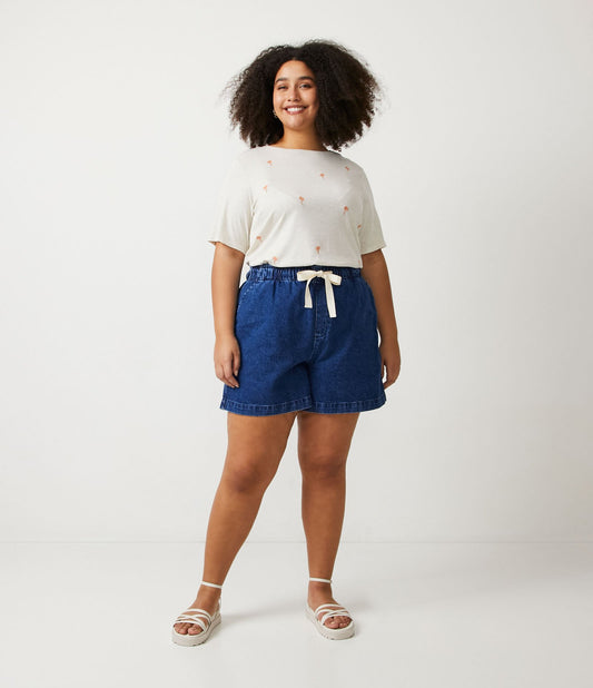 Jeans corti e comodi con dettaglio cravatta, Curve e taglie forti, blu