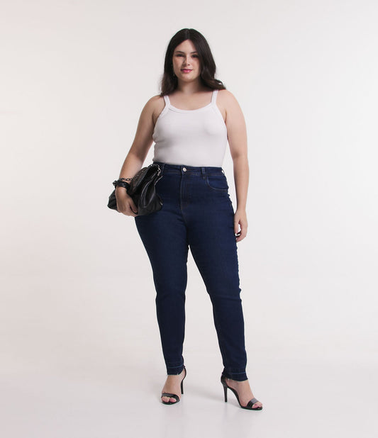 Jeans skinny com bainha crua Curve & Plus Size Blue