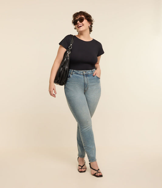 Vaqueros pitillo con detalles desgastados Curve y Tallas Grandes Azul