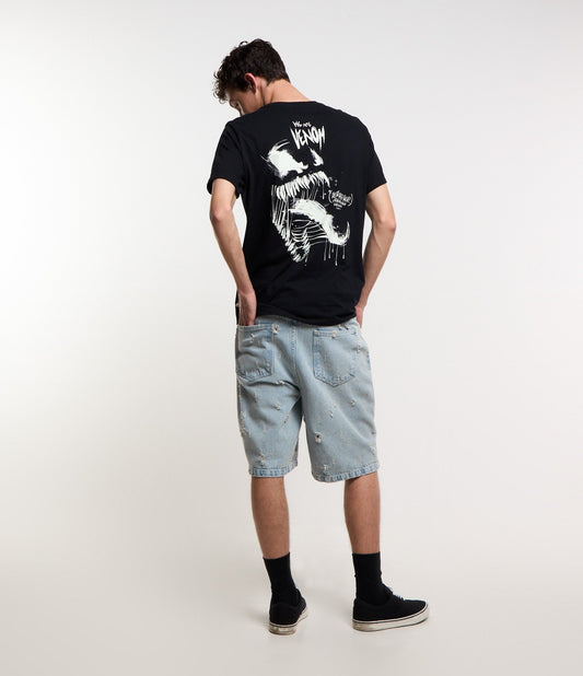 Regular Fit Cotton T-Shirt with Black Venom Print