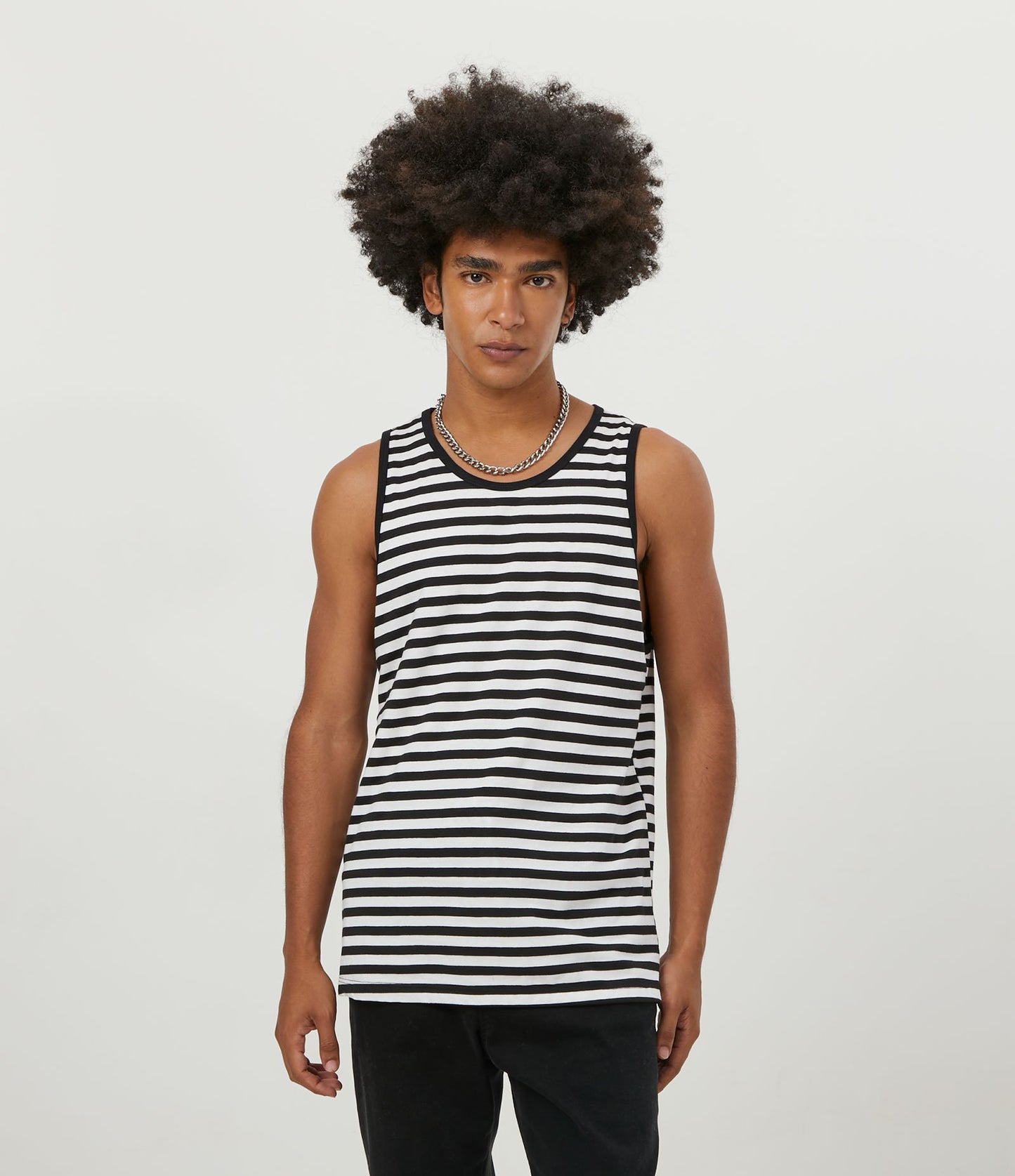 Camiseta de tirantes de algodón a rayas negras