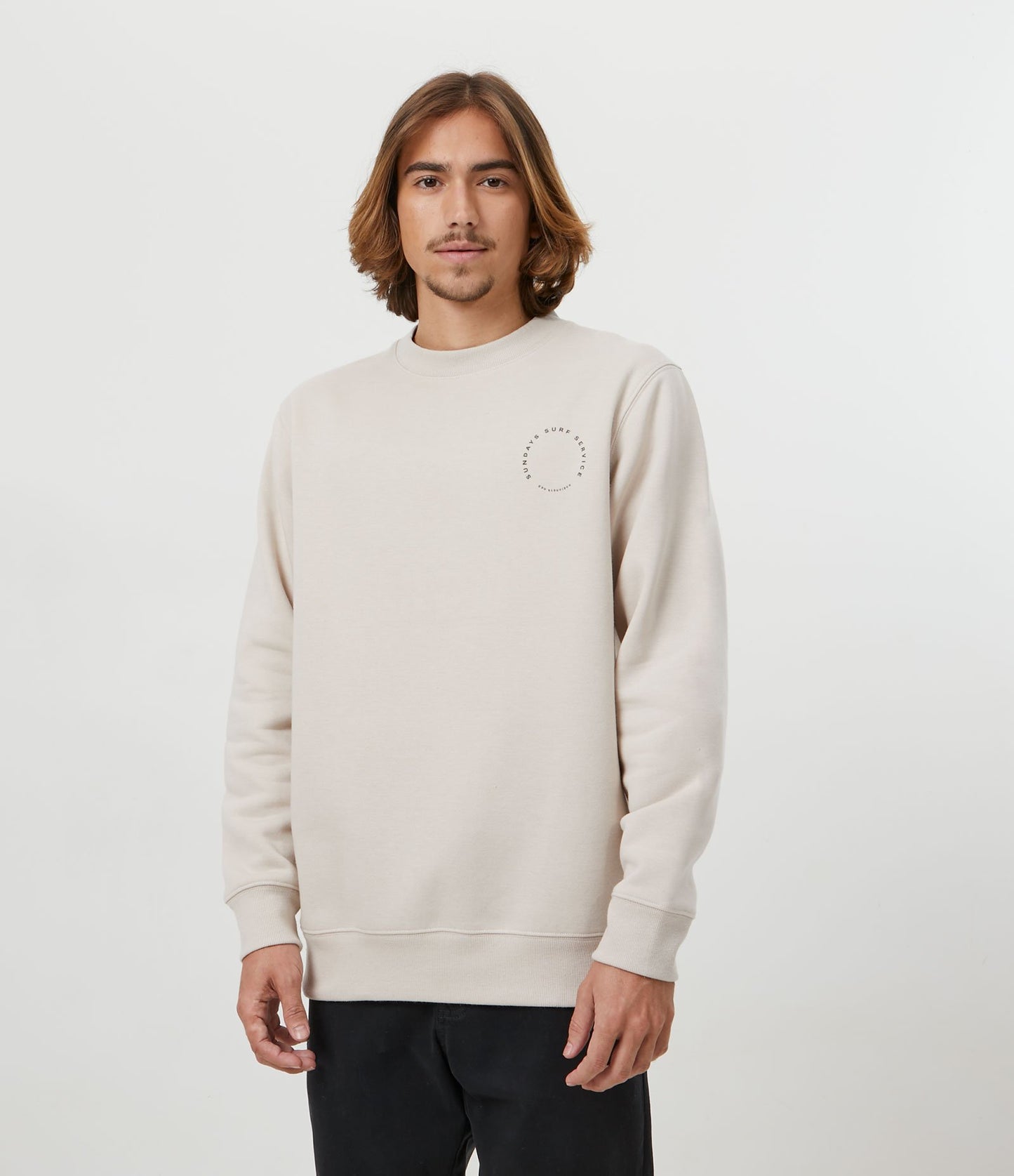 Felpa beige con scritte "Sunday Surf Service