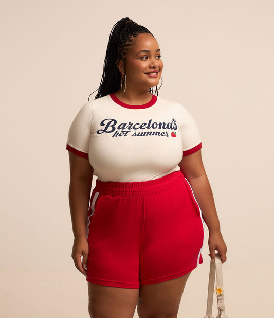 Camicetta Barcelona Graphic Baby Tee, Curve e taglie forti, bianco