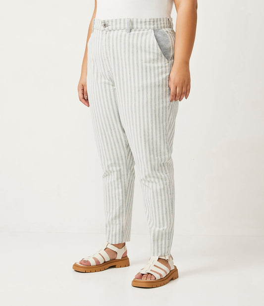 Jeans mamma a righe in denim per taglie forti e taglie forti - Blu