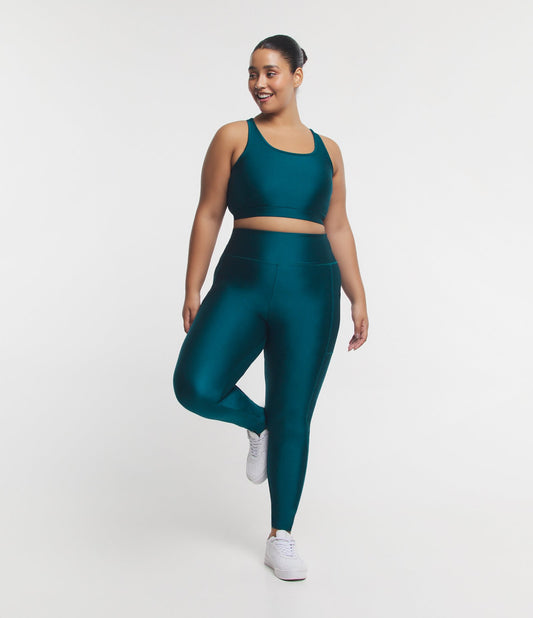 Leggings deportivos con costuras visibles azul petróleo Curve y Tallas Grandes