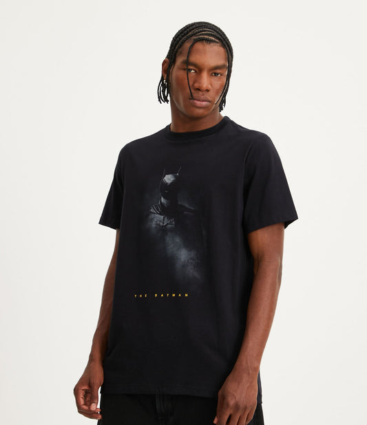 Camiseta Regular Fit Batman Shadow Print em Jersey Preto