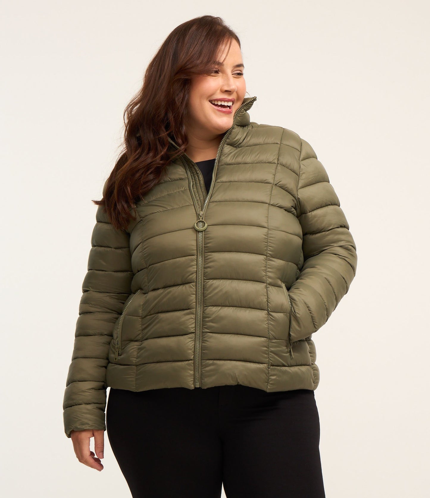Giacca a vento verde Plus Size Curve in poliammide