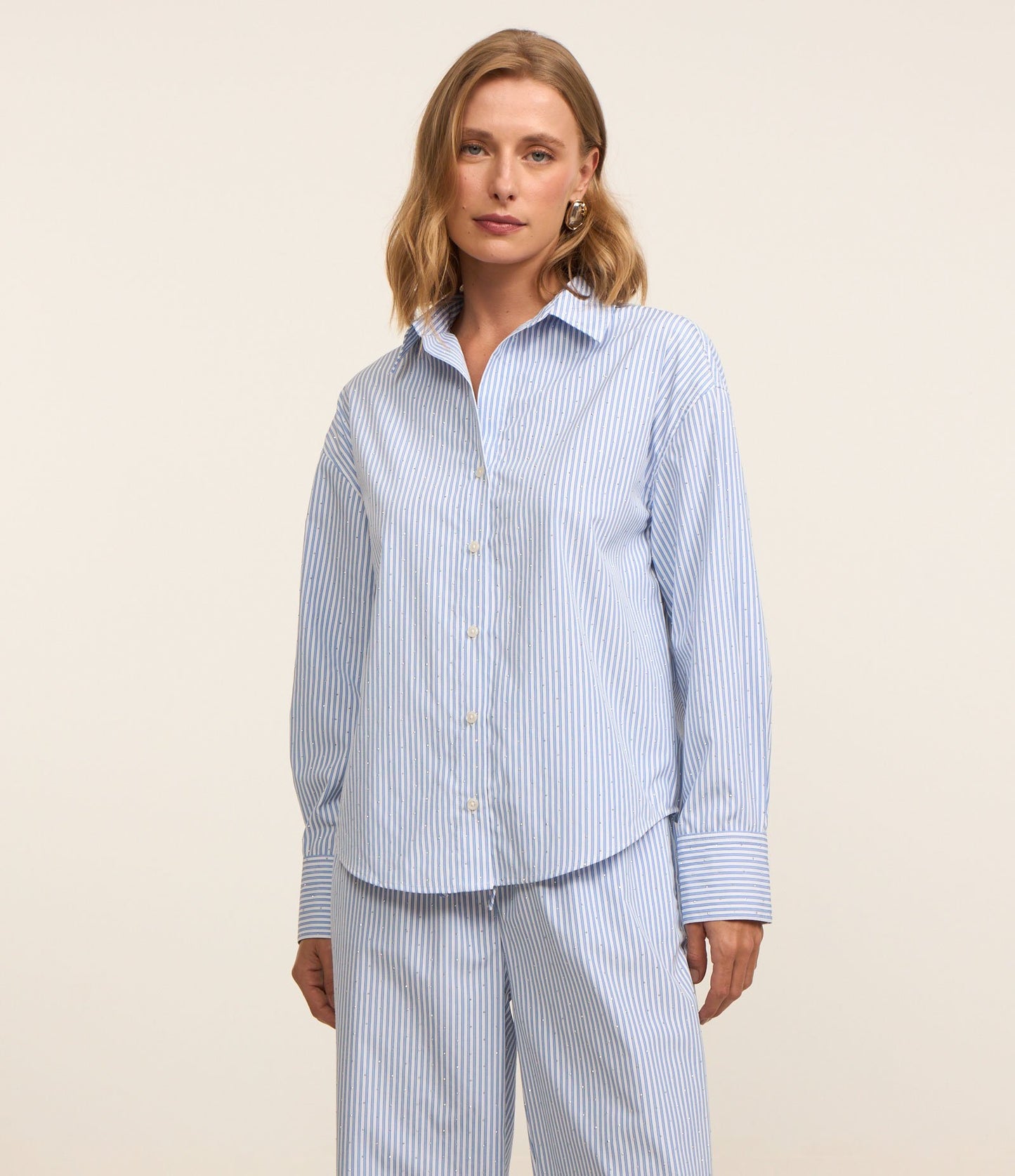 Blue Striped Tricoline Shirt