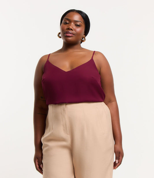 Canotta basic in crepe con spalline regolabili, Curve e taglie forti, rosso