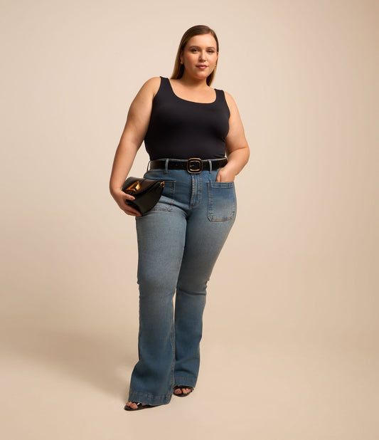 Jeans svasati a vita media in versione Curve e taglie forti - Blu