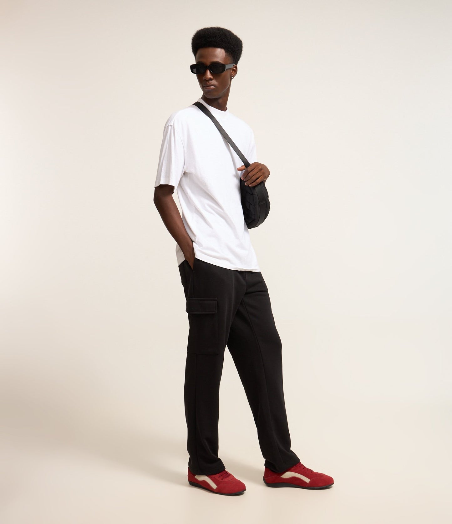 Pantaloni da ginnastica larghi con tasca Cargo neri