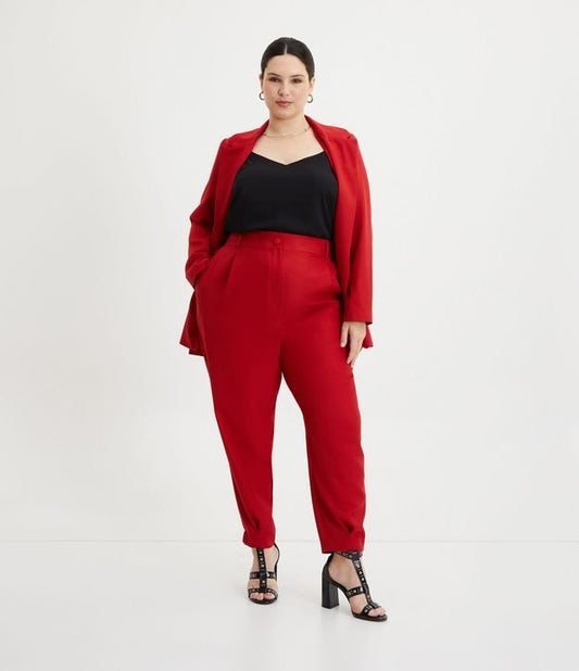 Pantaloni rossi a carota sartoriali - Curve e taglie forti