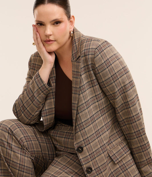 Blazer sartoriale a quadri con tasche - Curve e taglie forti - Grigio
