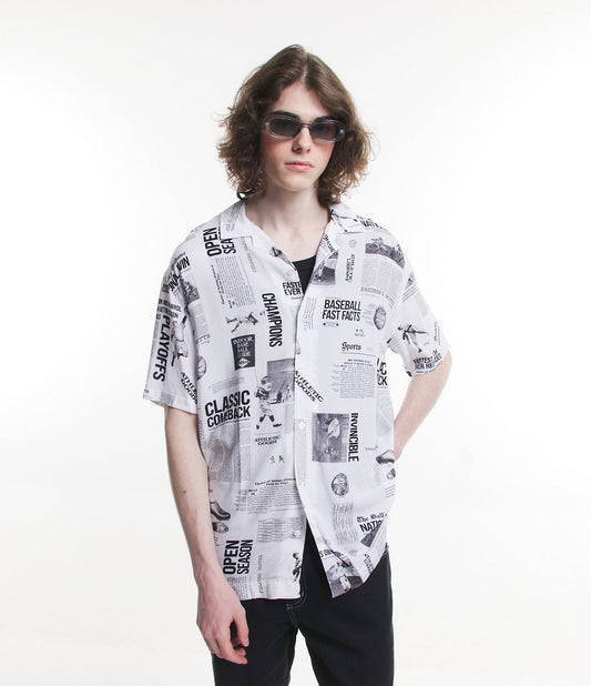 Relaxed Fit Baseball Print T-Shirt in Off-White Jersey