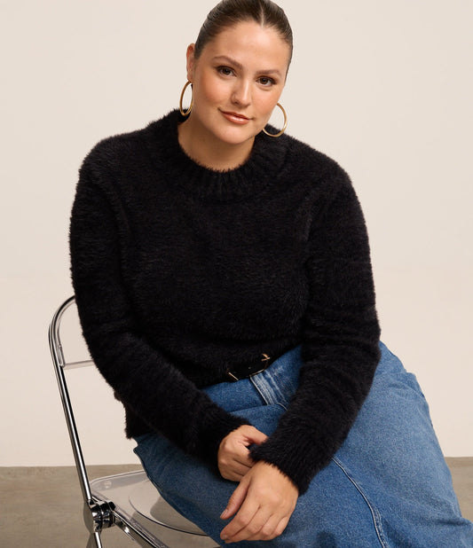 Maglione a maglia lunga in nero - Curve e taglie forti