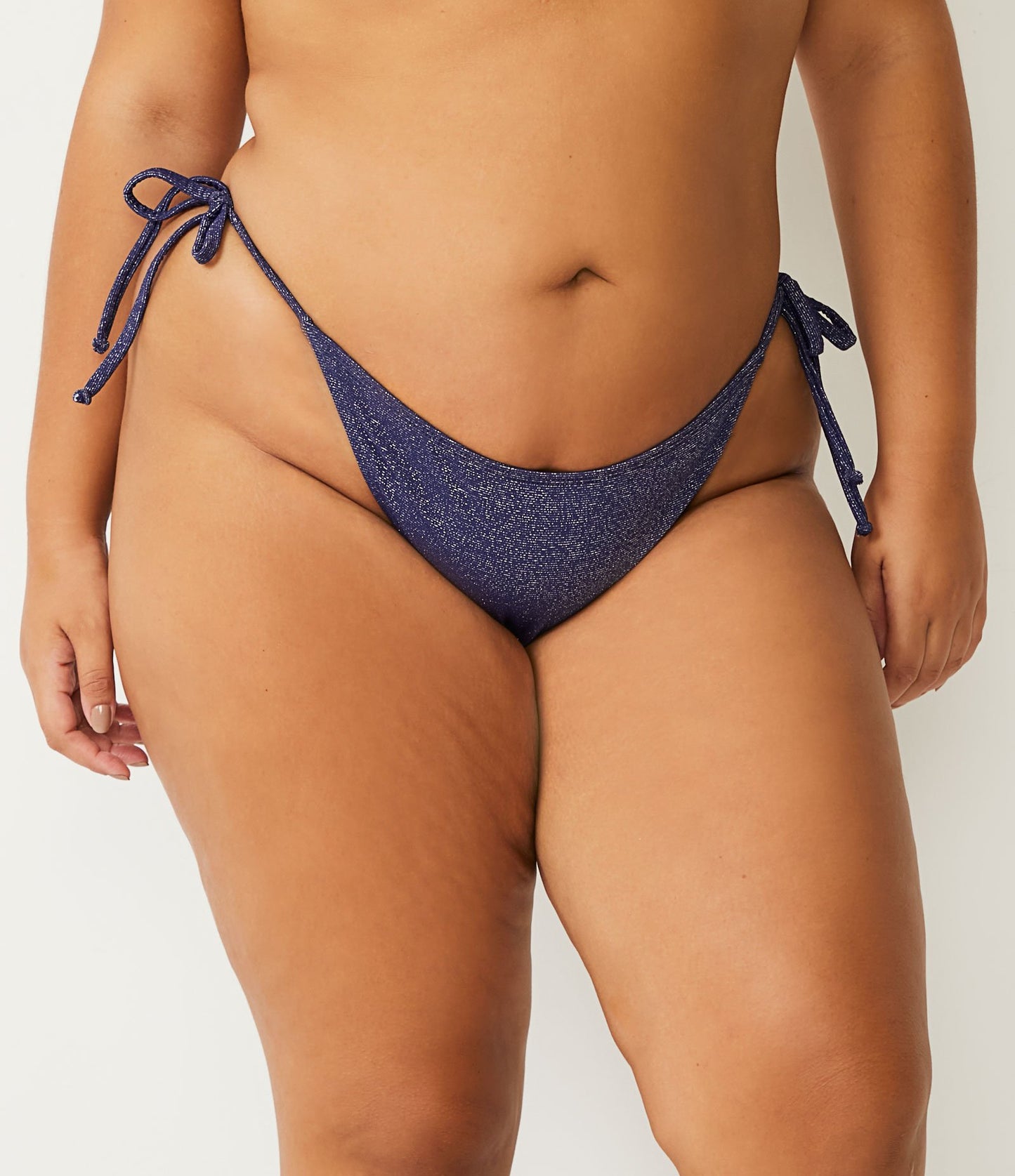 Blue Polyamide Bikini Bottom with Side Ties - Carnival Curve & Plus Size
