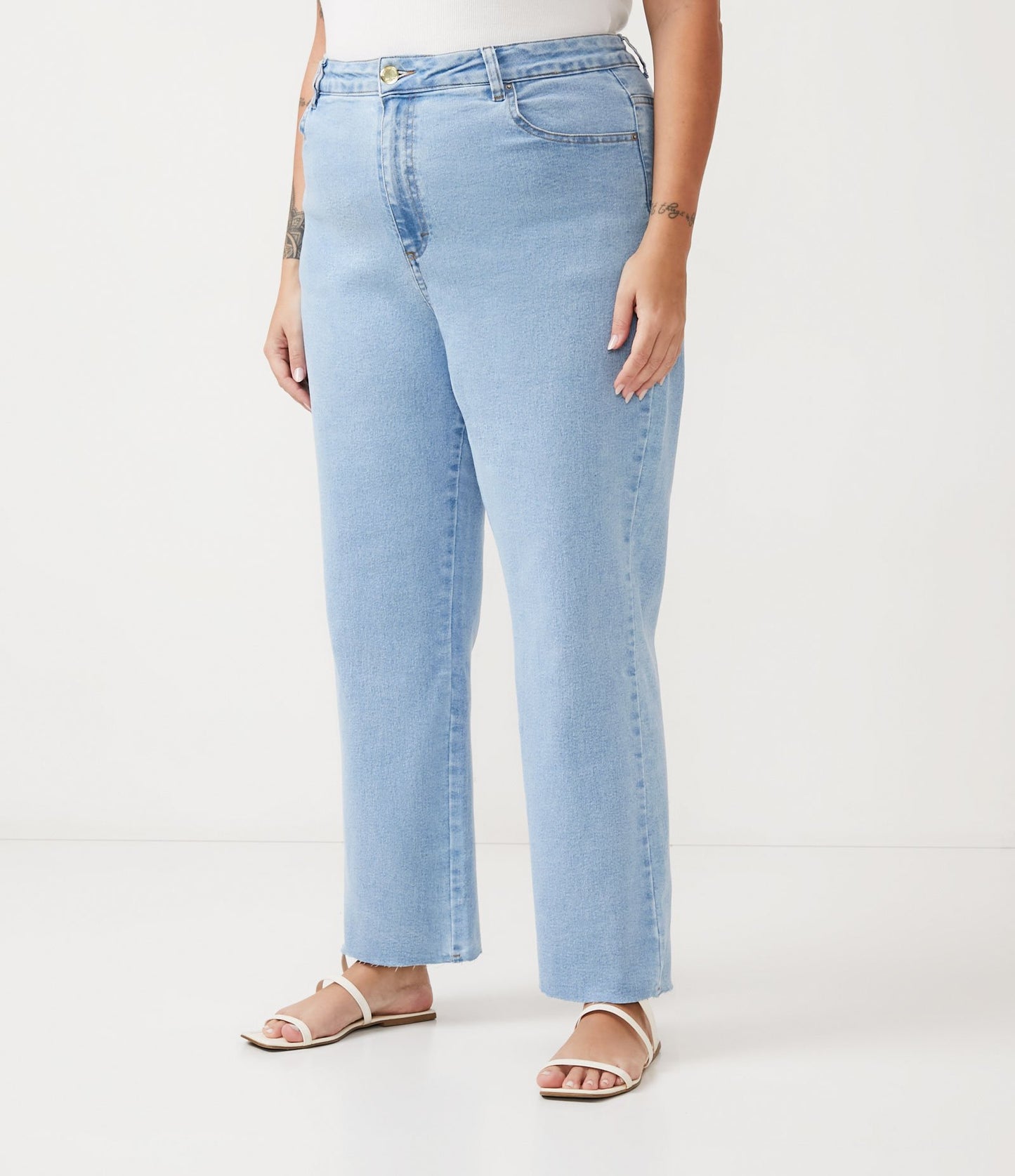 Jeans stretch a gamba dritta marmorizzati Curve e taglie forti Blu